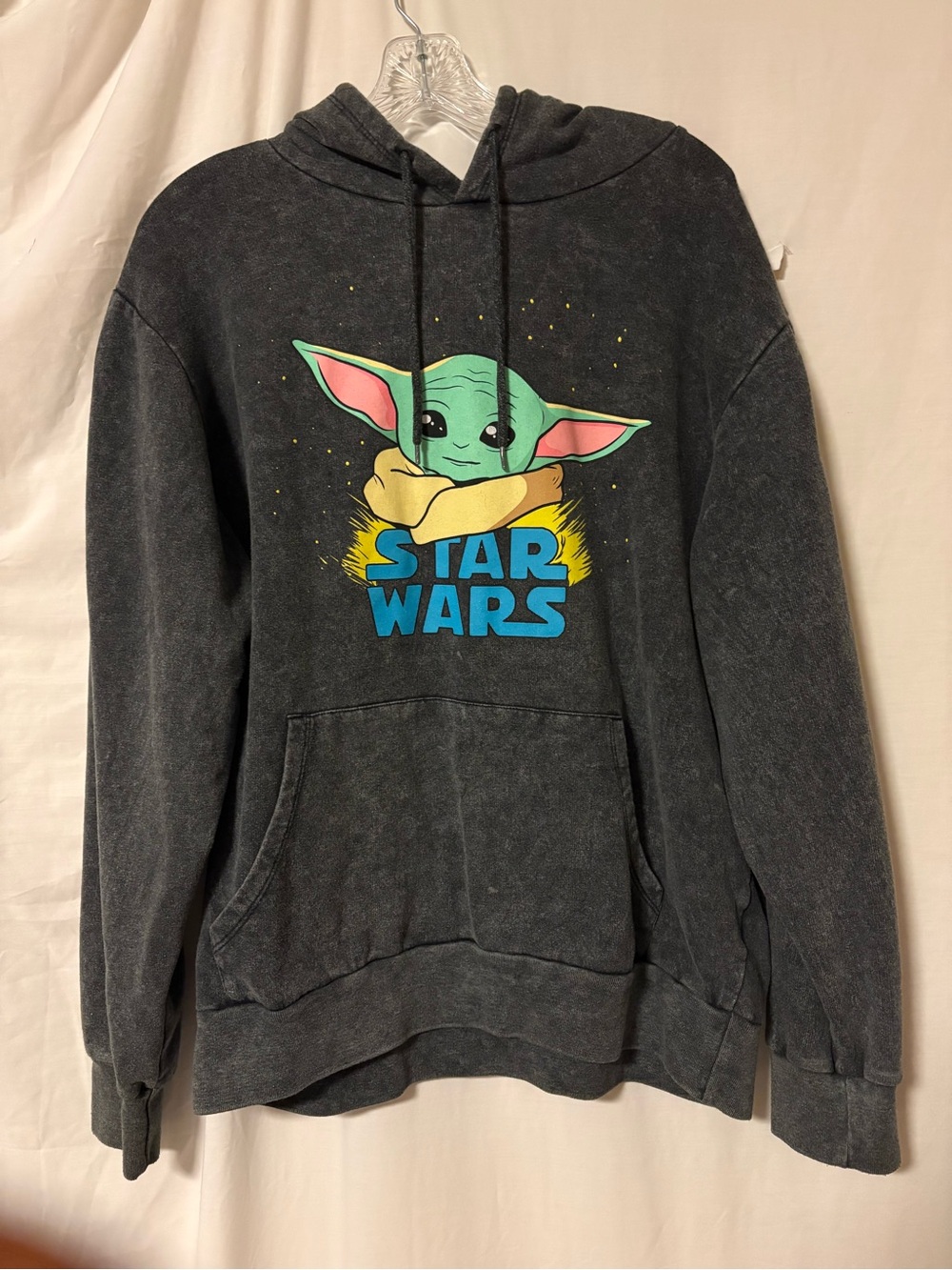 Star Wars Black Pullover Hoodie with Green Baby Yoda Graphic